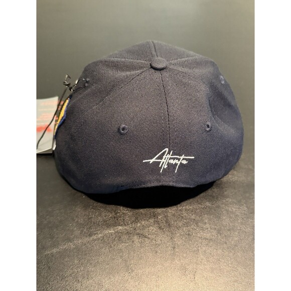 Brand About Nothing BAN Atlanta Snap Back Flat Bill Cap Hat Adjustable Navy Red - Picture 3 of 7